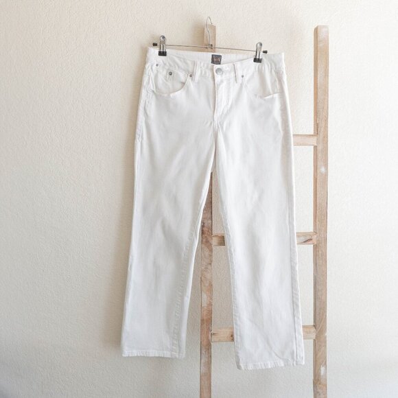 JAG Jeans Size 06 White Denim Mid Rise Boot Leg Cropped Flap Pockets Y2K - Picture 3 of 5